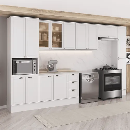Armário de Cozinha Completa com Balcão Milla Anna Carraro Branco