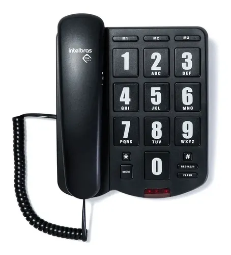 Telefone Fixo com Fio Tok Fácil Preto Intelbras Preto
