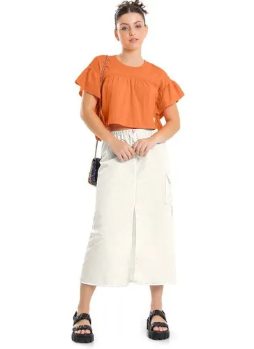 Blusa Cropped com Babados (Laranja) Gloss
