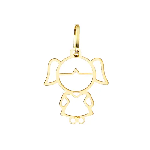 Pingente Menina Grande Vazado em Ouro 18K