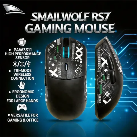 Mouse sem Fio Bluetooth SMAILWOLF RS7 Três Modos para Jogos Notebook Computador Desktop PAW3311 Adequado para Mãos Grandes