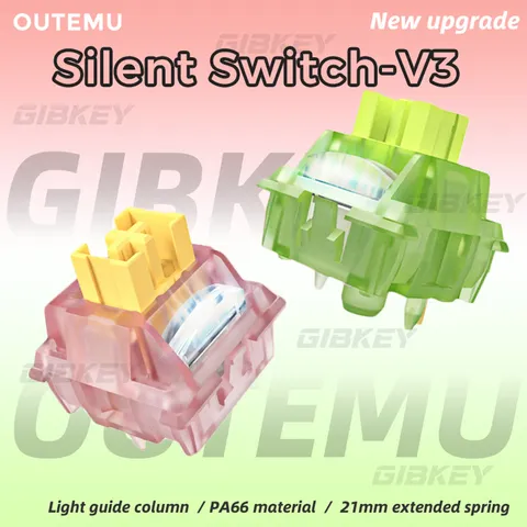 Outemu-interruptor silencioso teclado mecânico, pêssego, V3, mudo, limão interruptores, Hot swap, silencioso, linear, tátil, pré-lubrificante, POM, 5Pin