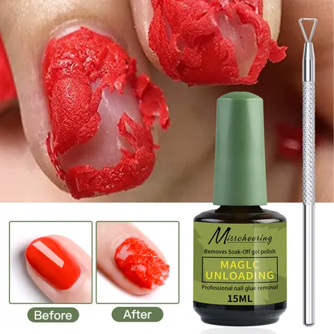 Removedor mágico de unhas, conjunto com 1/2 peças, com ferramenta removedora, remove rapidamente e facilmente o esmalte em gel e o gel de poligel sem danificar as unhas.