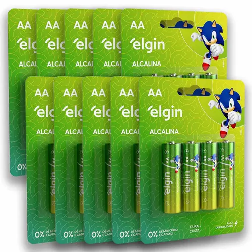 40 Pilha Alcalina AA LR6 1,5v Blister 82153 Elgin Energy
