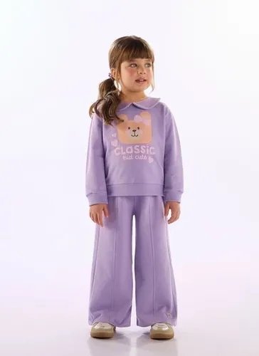 Conjunto Infantil Feminino Estampa Ursinho Roxo
