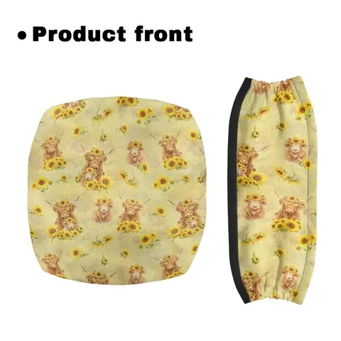 Capa Protetora para Assento e Encosto de Andador Coloranimal Highland Cow Sunflower 2 Peças, Proteção Solar e Contra Poeira, para Uso Familiar