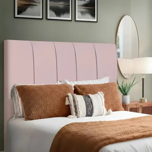 Cabeceira de Cama Casal Luna Slim 1,40cm Suede Bege Rosa