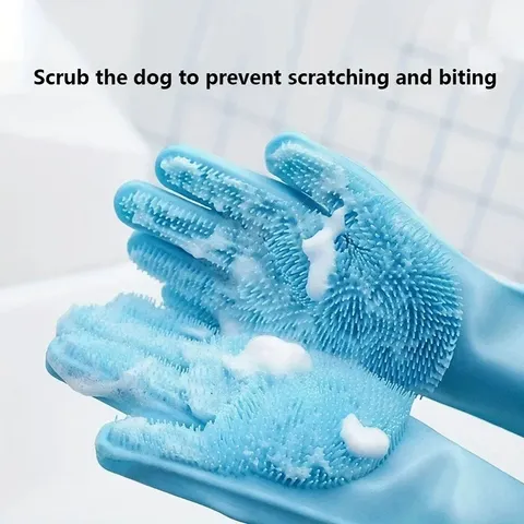 Pet Grooming Luvas de Limpeza, Cão, Banho de Gato, Luva de Shampoo, Purificador, Lavagem de Pratos Mágica, Esponja de Limpeza, Silício, Depilação