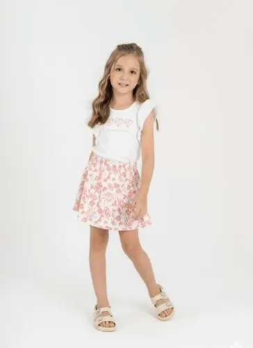 Conjunto Infantil com Blusa e Short-Saia (Branco) Guloseima