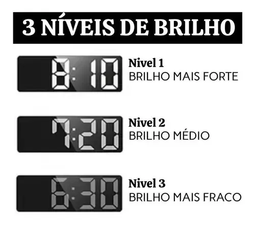 Relógio Digital Acompanha Carregador Quarto Led Kyrios Branco