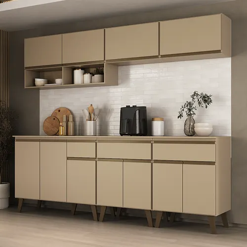 Armário de Cozinha Completa Atlanta City Carraro Amêndoa