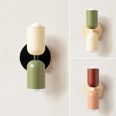 Luminária de Parede Colorida para Quarto, Luz de Parede Nórdica para Sala de Estar e Corredor, Lâmpada de Decoração Interior Macaron para Quarto Infantil