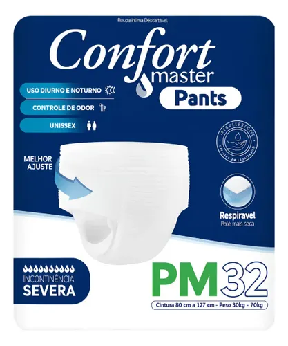 Fralda Geriátrica Adulto Confort Master Pants | Tamanho P/M | 32 Unidades