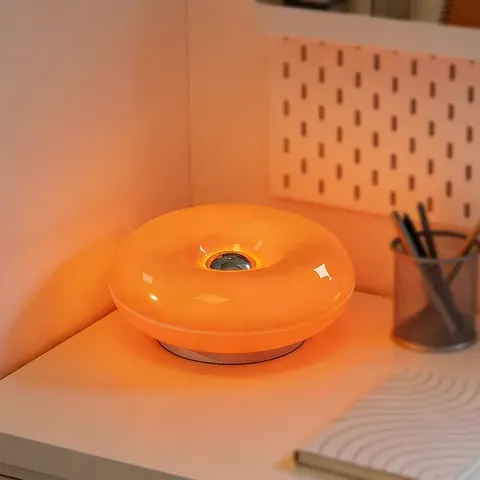 Luminária de mesa LED em formato de donut, luz noturna ambiente quente com intensidade ajustável para quarto, sala de estar, decoração de casa, presente criativo