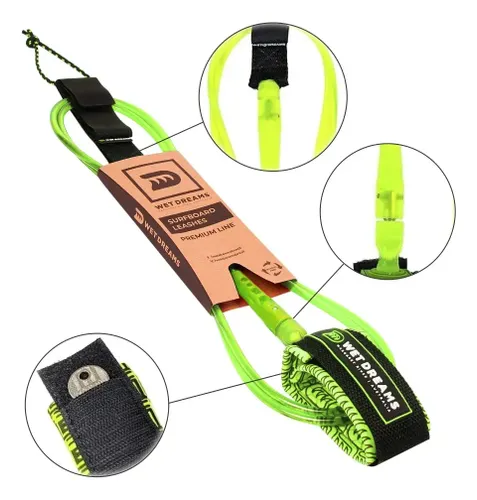 Leash Comp Cord 6'6'' X 6mm - Surf Premium Line - Wet Dreams Cor Verde Flúor