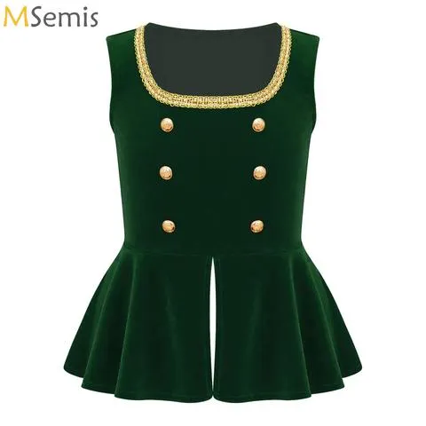 Colete medieval renascentista gótico para meninas, fantasia de Halloween, estilo steampunk, vitoriana, pirata, sem mangas, com abotoamento duplo, top de veludo com peplum.