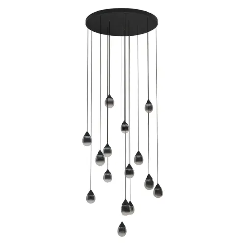 Pendente Led Vidro Fumê e Alumínio Preto 69w 3000k Drop
