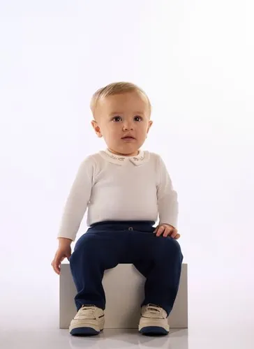 Body Suedine Bebê Menino com Gola Dupla Bordada Off White
