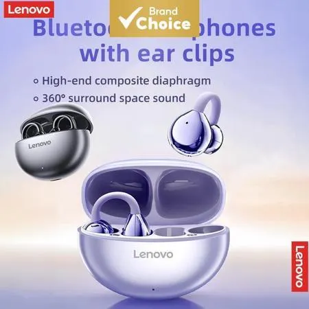 Fones de Ouvido Lenovo TA410 Condução de Ar Bluetooth Ear-Clip Design Smartphones Compatíveis Não Intra-Auriculares TWS 