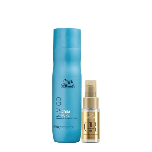 Kit Shampoo Antirresiduos Aqua Pure 250ml e Óleo Oil Reflections 30ml Wella Professionals Invigo
