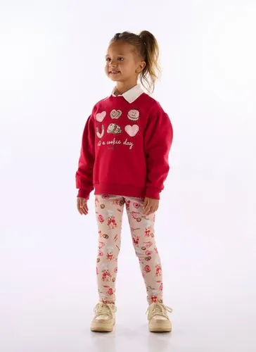 Conjunto menina moletom felpado com legging sublimada Vermelho