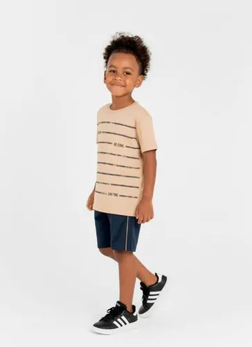 Conjunto Infantil com Camiseta e Bermuda para Menino (Bege) Guloseima