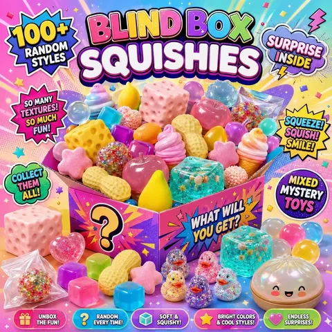 Figuras Squishy Sortidas Fofas e Populares, Caixa Surpresa para Festa, Brinquedos de Aperto Macios de Elevação Lenta para Alívio do Estresse, 1 unidade aleatória