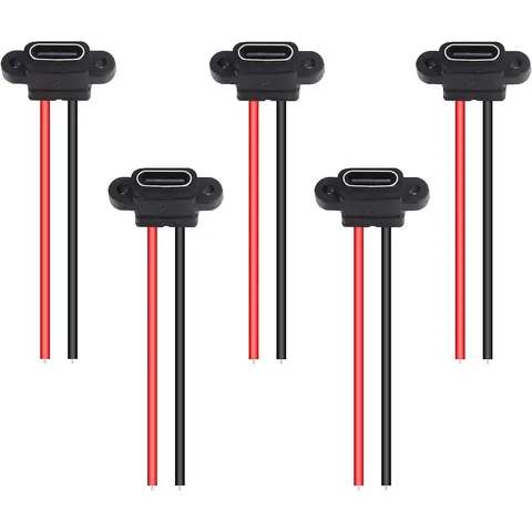 5 pçs tipo-c chassi fêmea 2 pinos tipo-c conector de soquete fêmea à prova dwaterproof água jack fêmea porta de carregamento 3a USB-C carregador plug socke