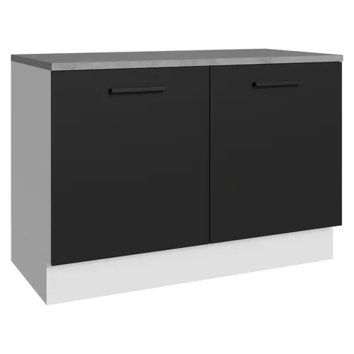 Balcão Gabinete Madesa Agata 120 x 60 cm 2 Portas (Com Tampo) Branco/Preto