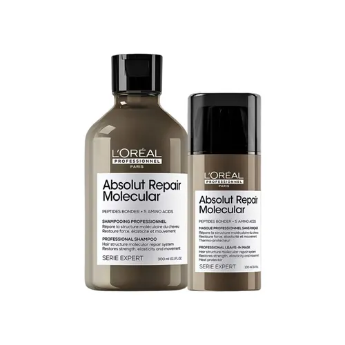 Kit Loreal Absolut Repair Molecular Shampoo 300 ml e Máscara Leave-in 100 ml