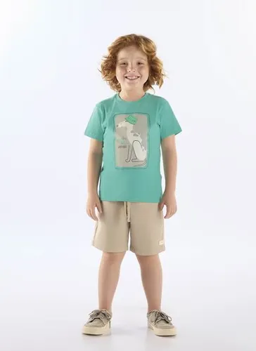 Camiseta Good Vibes Infantil Masculina em Algodão (Verde) Up Baby