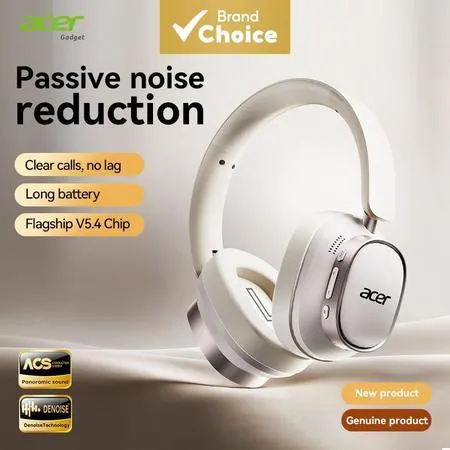 Acer OHR633 Fones de Ouvido sem Fio Bluetooth Over-Ear Tipo-C com Microfone Wrap-Around Comfort de Áudio de Baixa Latênc