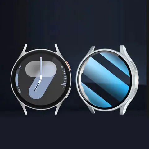 Vidro temperado + capa para samsung galaxy watch 7/6/5/4 capa 44mm 40mm protetor de tela de pára-choques completo para pc galaxy watch fe acessórios