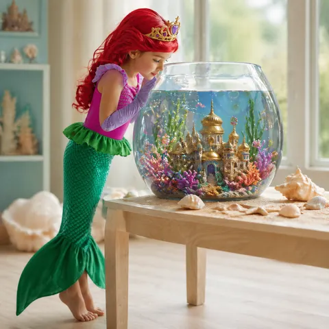Vestido de tule de manga curta da pequena sereia Ariel para meninas, fantasia de princesa, roupa de festa de aniversário, 2-8 anos