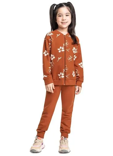 Conjunto para Menina com Jaqueta Floral e Calça (Marrom) Bee Loop