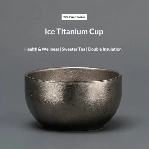 Tigela Pequena de Titânio Puro, Copo de Chá Ice Crystal Master, Copo Pessoal de Liga de Titânio para Conjunto de Chá para Acampamento ao Ar Livre