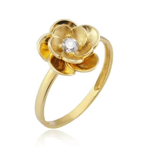 Anel Flor com Zircônia em Ouro 18K