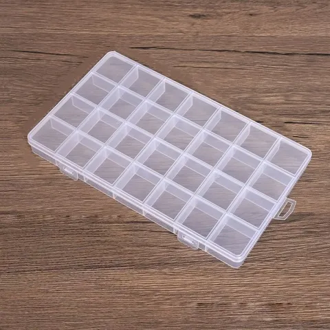 Organizador de joias transparente de plástico, caixa de armazenamento vazia para brincos, miçangas soltas e materiais de artesanato.