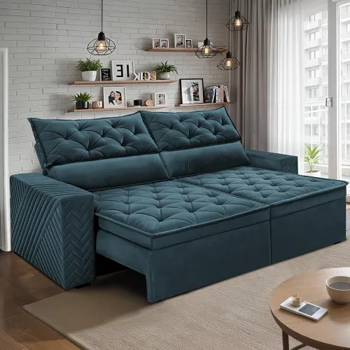 Sofá Retrátil e Reclinável Essence Velusoft Cama inBox