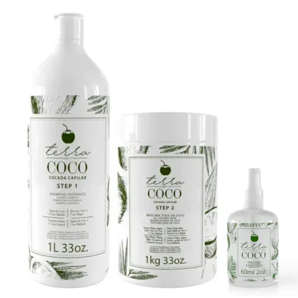 Kit Shampoo Isotônico 1L e Máscara Toda de Coco 1kg + Elixir de Coco 60ml - Terra Coco
