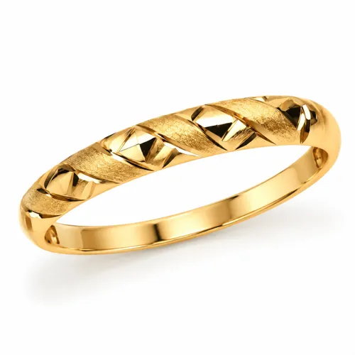 Anel com Frisos Diagonais Facetados em Ouro 18K