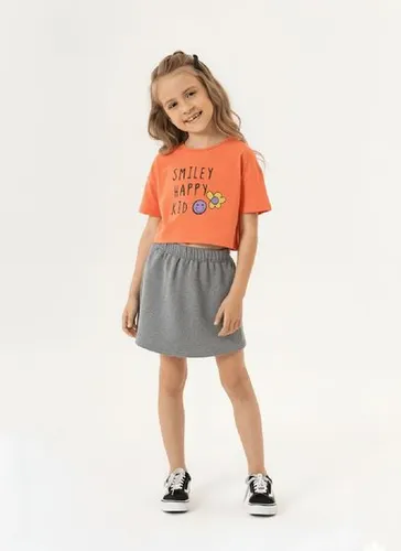 Conjunto Infantil com Blusa e Short-Saia (Laranja) Guloseima