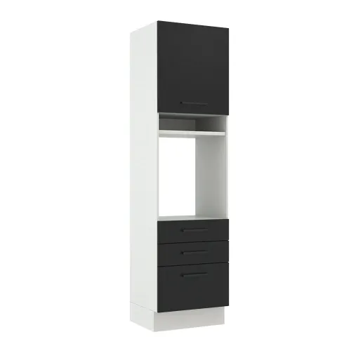 Torre Quente Madesa Agata 60 cm 1 Porta 3 Gavetas Branco/Preto