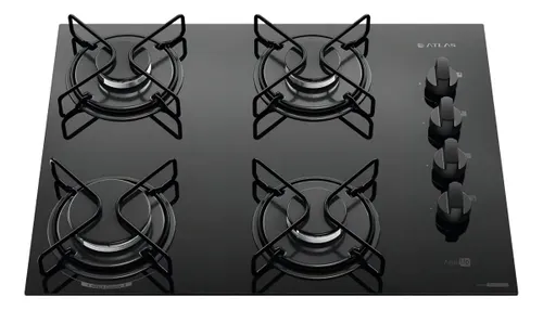 Cooktop 4 Bocas Atlas Agile Up Mesa Vidro Mega Chama Bivolt