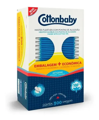 Hastes Flexiveis Cottonbaby 300 Unidades