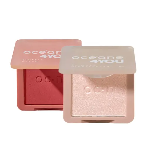 Kit Océane 4you Fluffy Tango Pink Blush e Highlighter Rose Iluminador em Pó (2 Produtos)