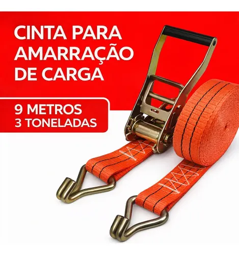 Cinta de Amarração para Cargas com Catraca, 3 Toneladas e 9 Metros