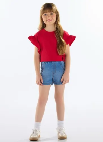 Blusa com Babados Infantil Feminina Vermelho