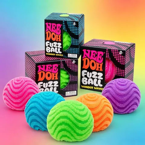 Novo Modelo 2026 NeeDoh Fuzz Ball Wonder Waves Brinquedo Sensorial de Apertar Texturizado para Alívio do Estresse para Adultos