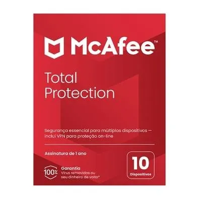 Gift Card Antivirus McAfee Proteção Total para 10 Dispositivos - 1 Ano de acesso, Digital para download